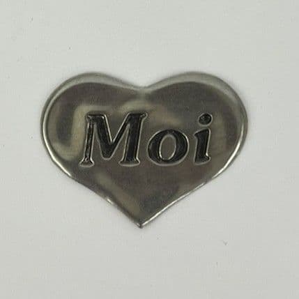 Étiquette autocollante coeur en étain "Moi"