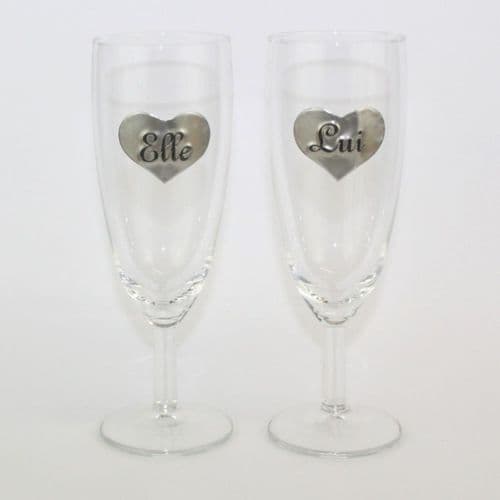 2 coupe à Champagne "Elle & Lui" en étain ♥