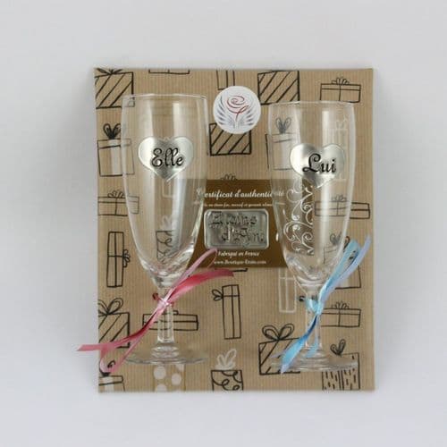 2 coupes avec étain Elle et Lui pour offrir ♥