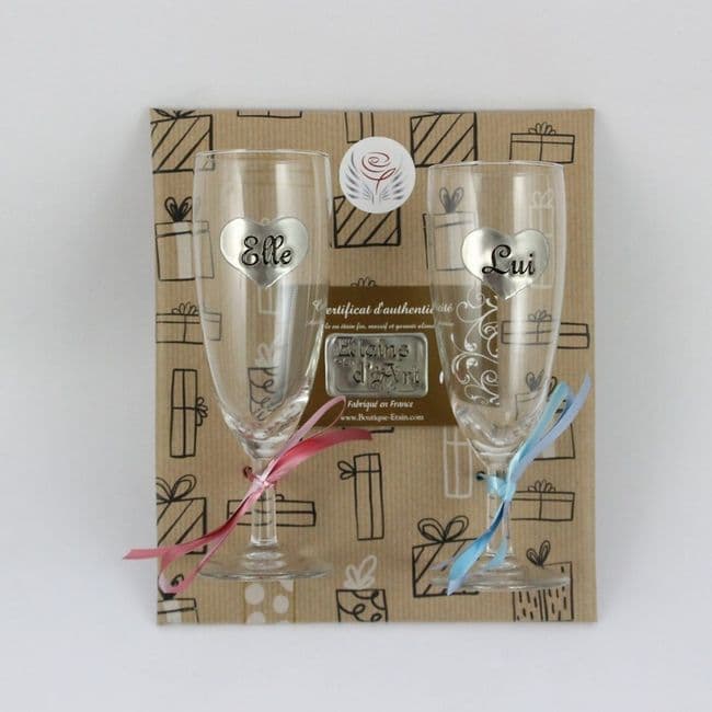 2 coupes avec étain Elle et Lui pour offrir ♥