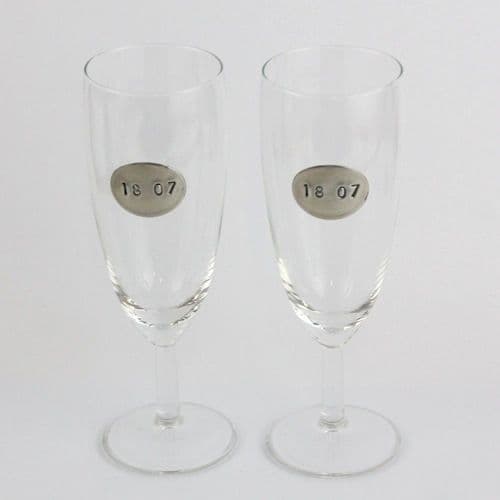 2 coupes à Champagne date poinçonnée sur l'étain ⬭