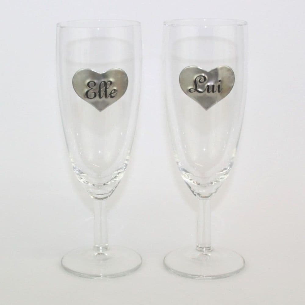 2 Coupes à Champagne Elle & Lui en Étain ♥