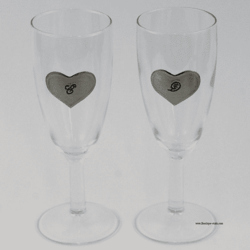 2 coupes à champagne en verre gravées à vos initiales