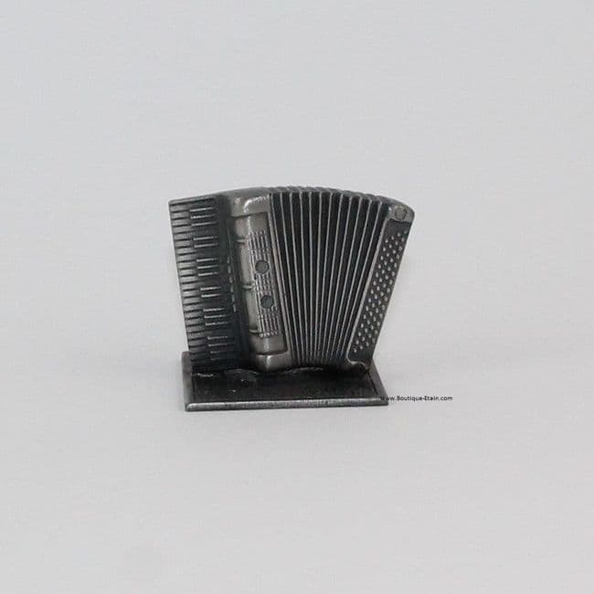 Accordéon miniature en étain massif