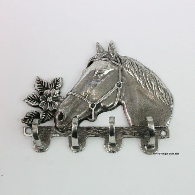 Accroche clef ou torchon en étain thème cheval