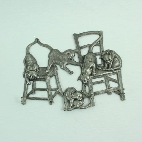 Accroche clefs ou torchons chats en étain