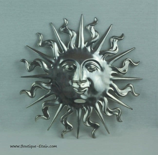 Applique soleil en étain massif 35cm