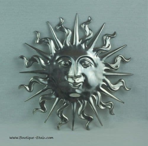 Applique soleil en étain massif 35cm