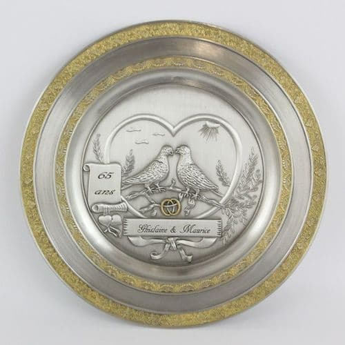 Assiette colombe pour mariage ou anniversaire de mariage.