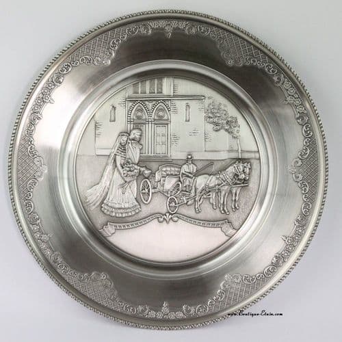 Assiette en étain à graver pour mariage ou Noces d'étain