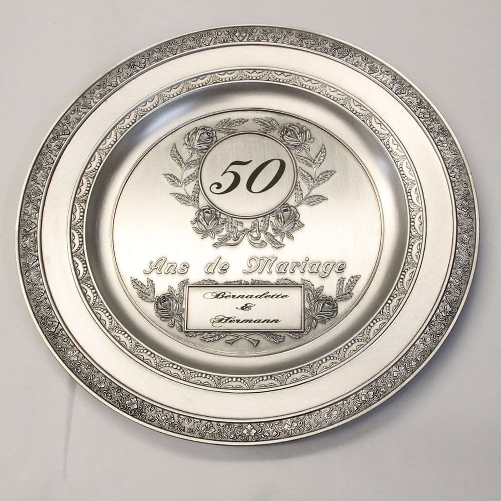 Assiette en étain pour anniversaire de mariage
