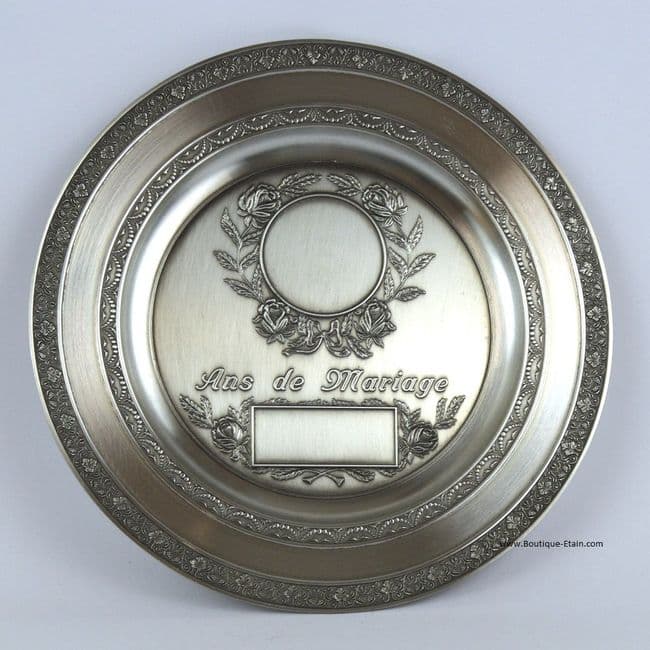 Assiette en étain pour anniversaire de mariage