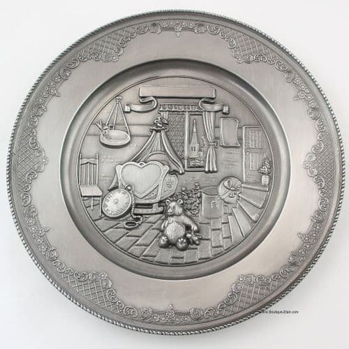 Assiette naissance en étain à graver