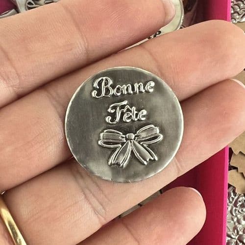 Autocollant étiquette adhésive en étain "Bonne fête"