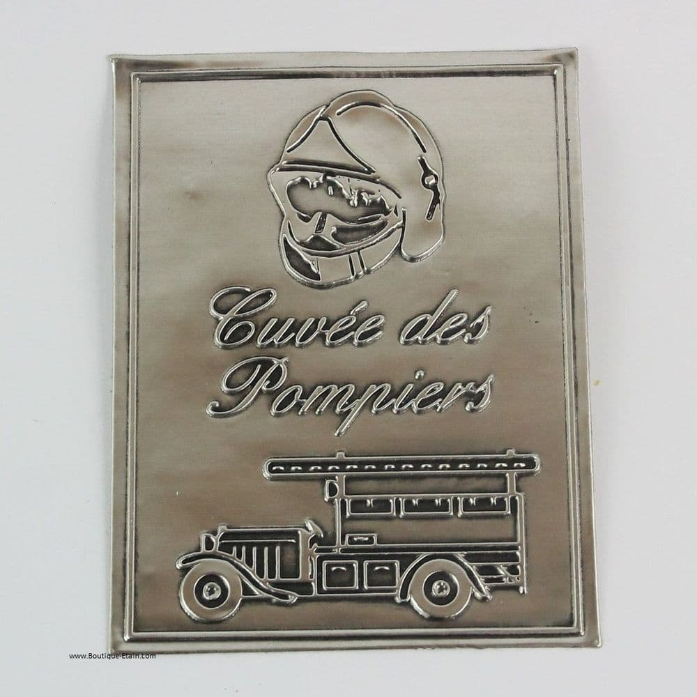 Autocollant étiquette adhésive en étain Pompier pour bouteille