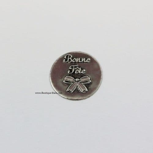 Autocollant étiquette "Bonne fête" en étain