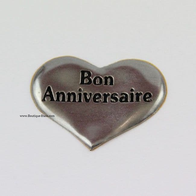 Autocollant étiquette coeur en étain Bon anniversaire