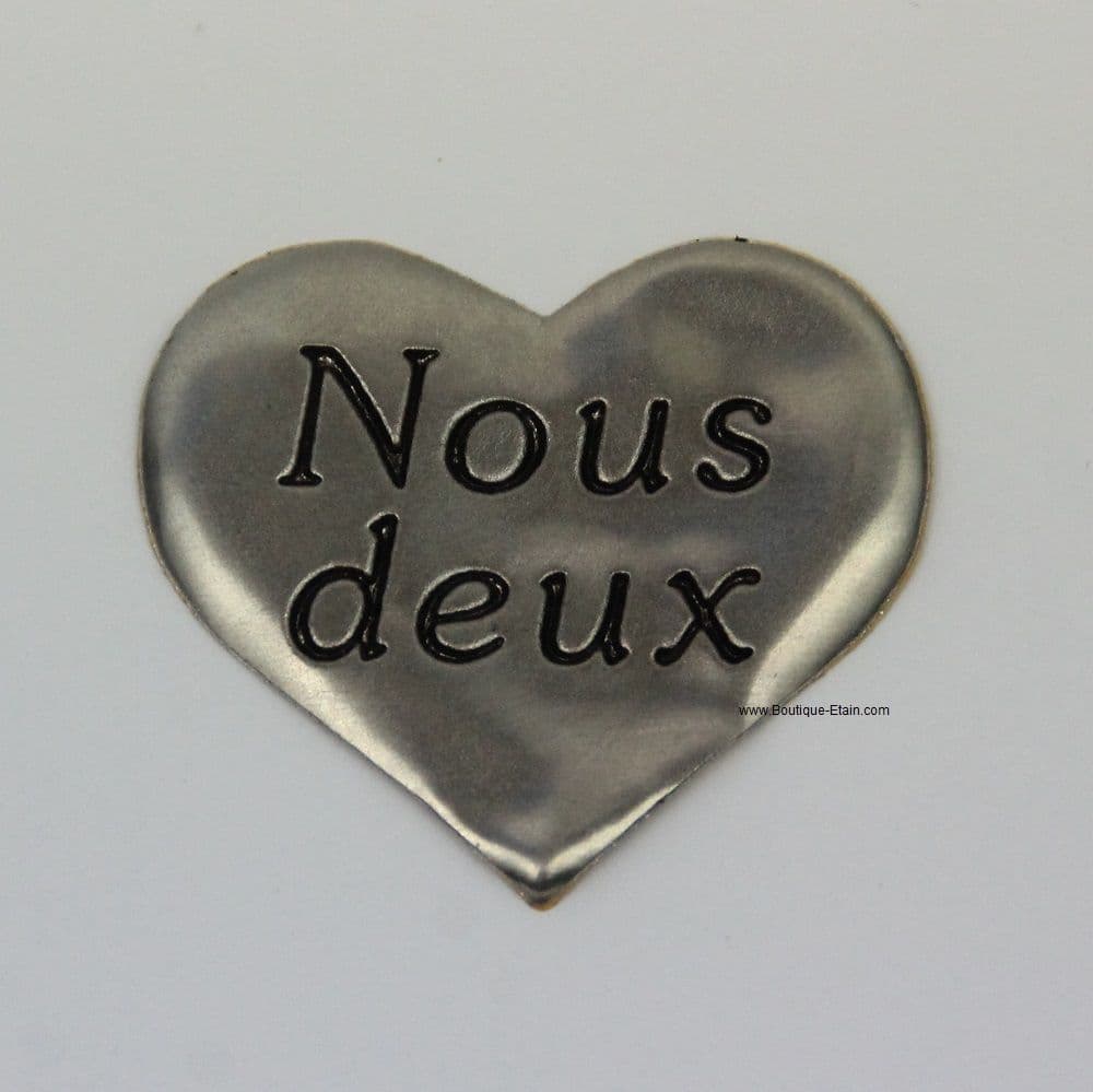 Autocollant étiquette coeur en étain "Nous deux"