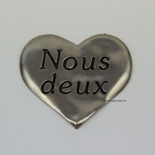 Autocollant étiquette coeur en étain "Nous deux"