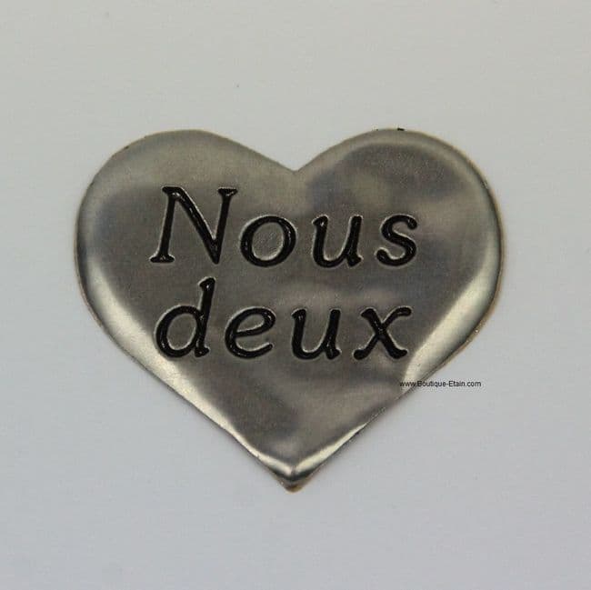 Autocollant étiquette coeur en étain