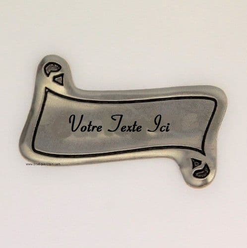 Autocollant étiquette en étain avec gravure au choix