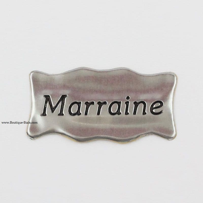 Autocollant étiquette en étain Marraine