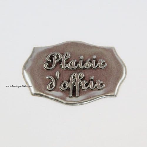 Autocollant étiquette "Plaisir d'offrir" en étain