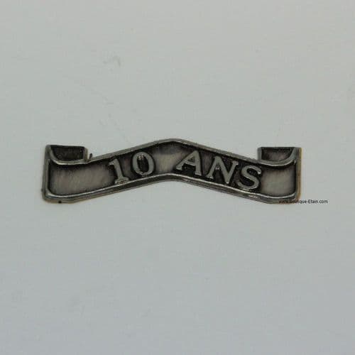 Autocollant étiquette ruban "10ans" en étain