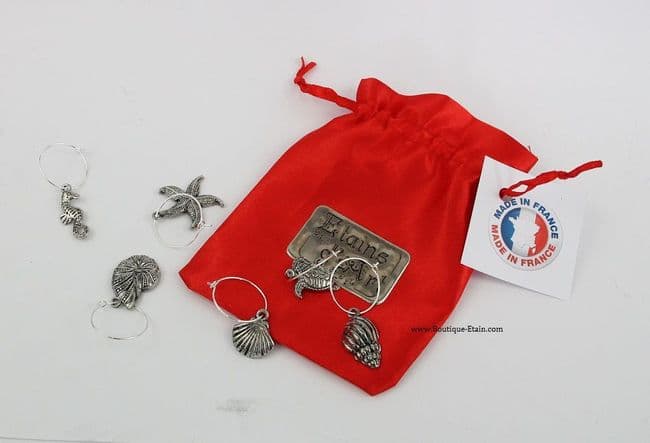 Bagues pour verres x6 thème Mer
