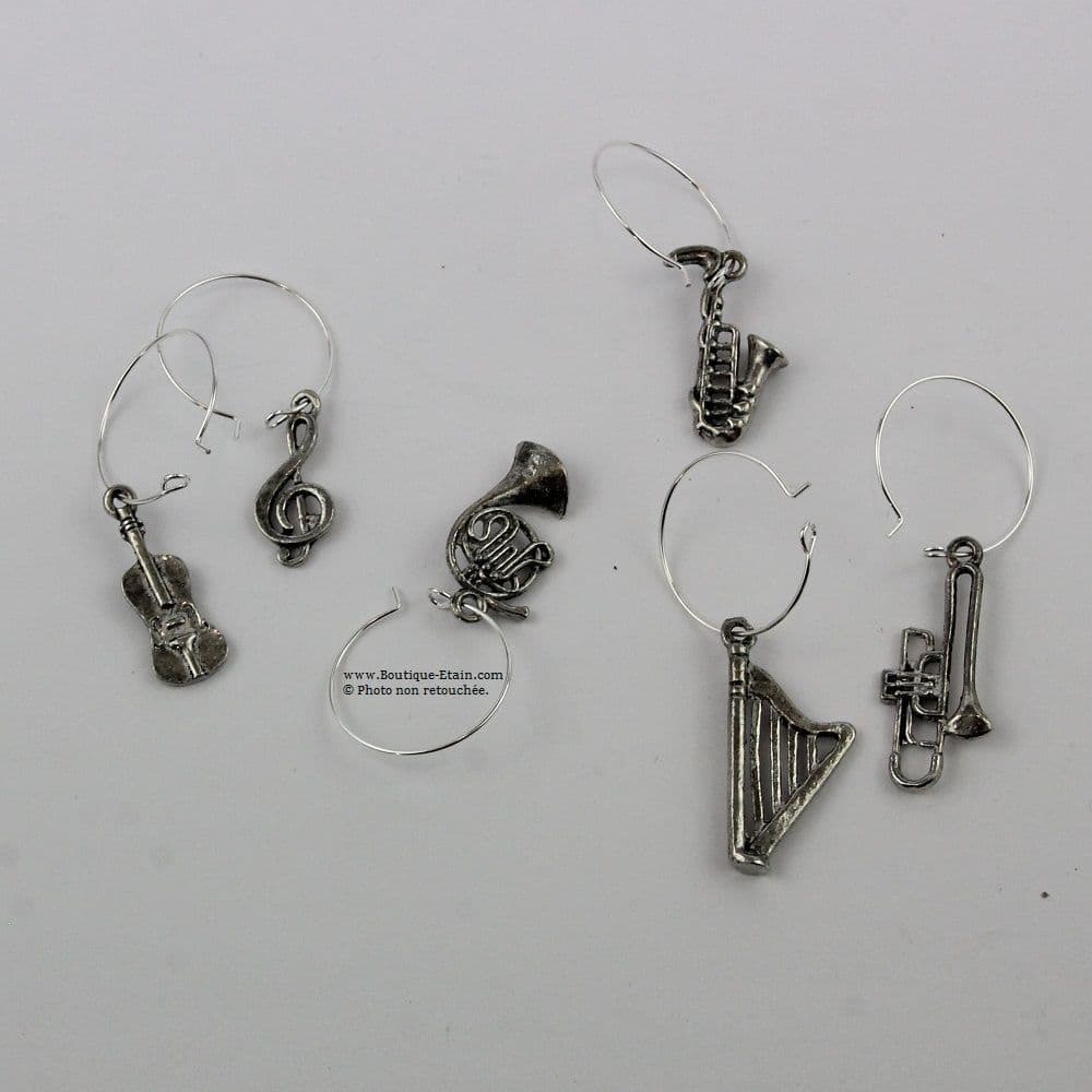 Bagues pour verres x6 thème Musique