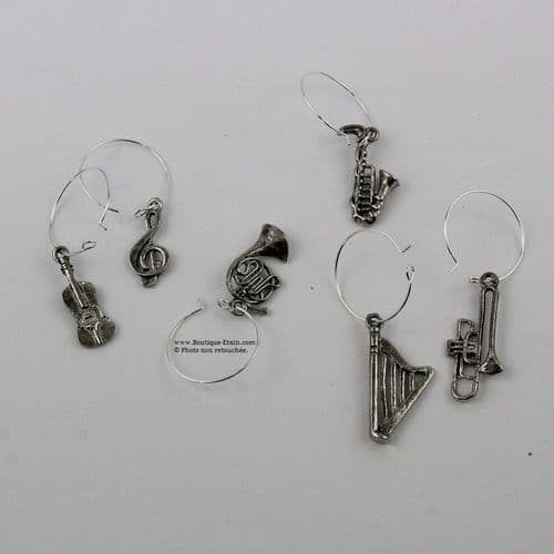Bagues pour verres x6 thème Musique