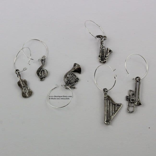 Bagues pour verres x6 thème Musique
