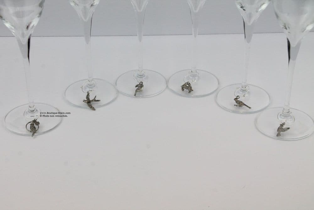 Bagues pour verres x6 thème Oiseau