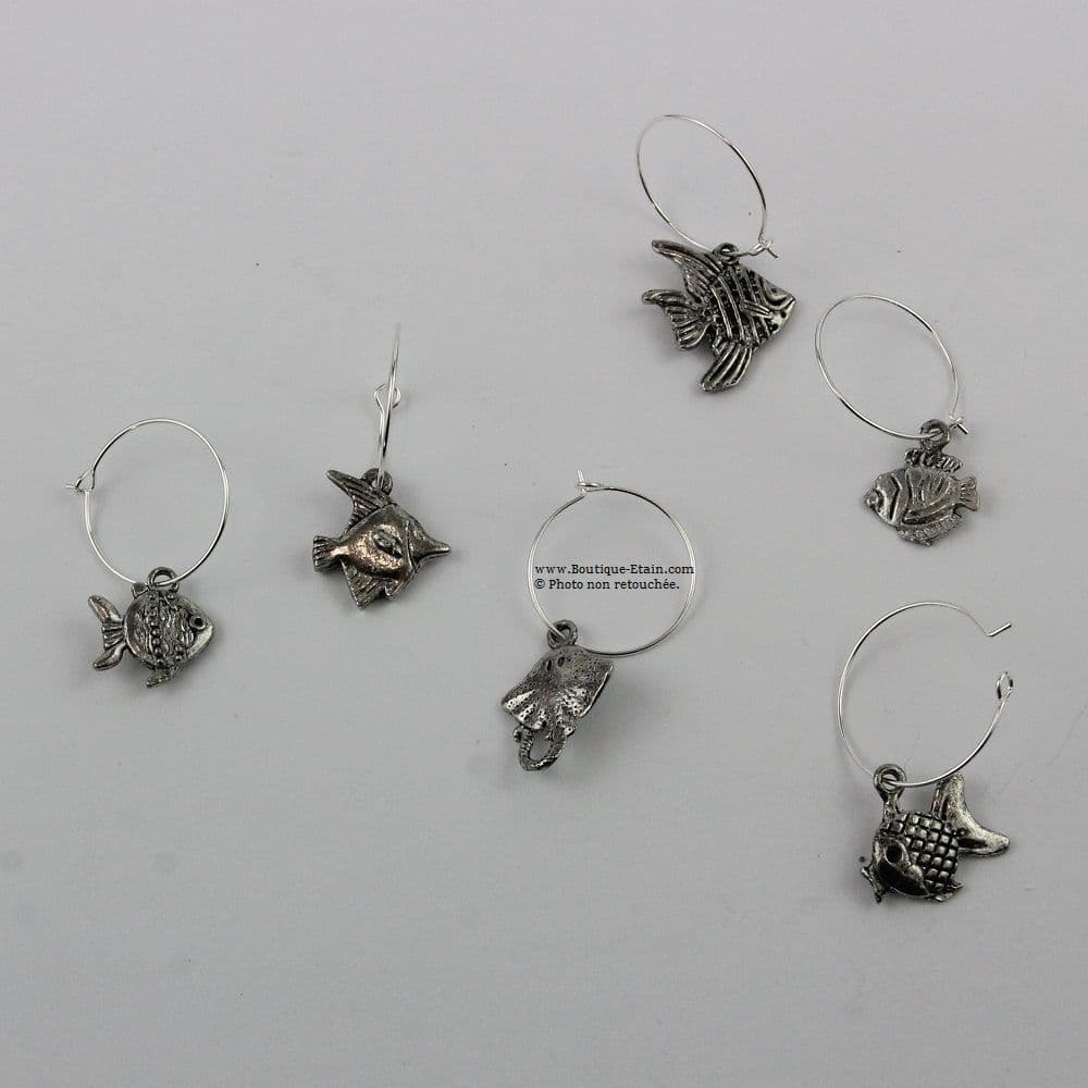 Bagues pour verres x6 thème Poisson