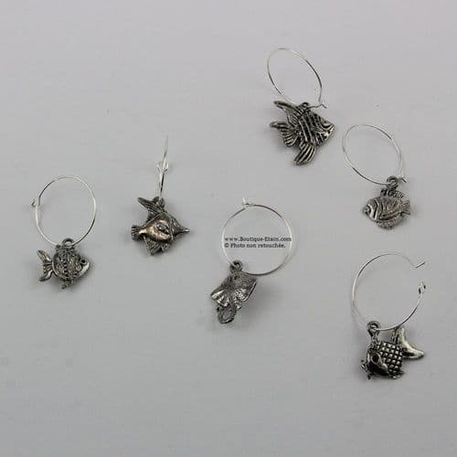 Bagues pour verres x6 thème Poisson