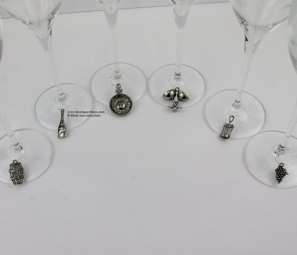 Bagues pour verres x6 thème Vin