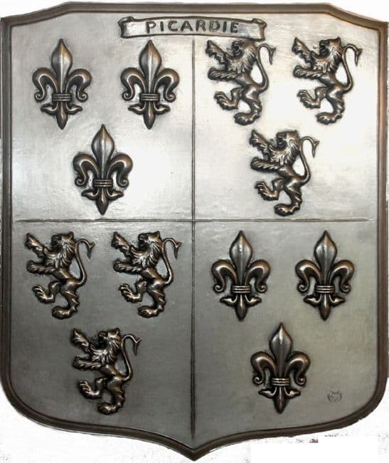 Blason bouclier de la Picardie en étain