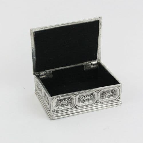 Boîte à bijoux en étain style ancien coffre à charnière