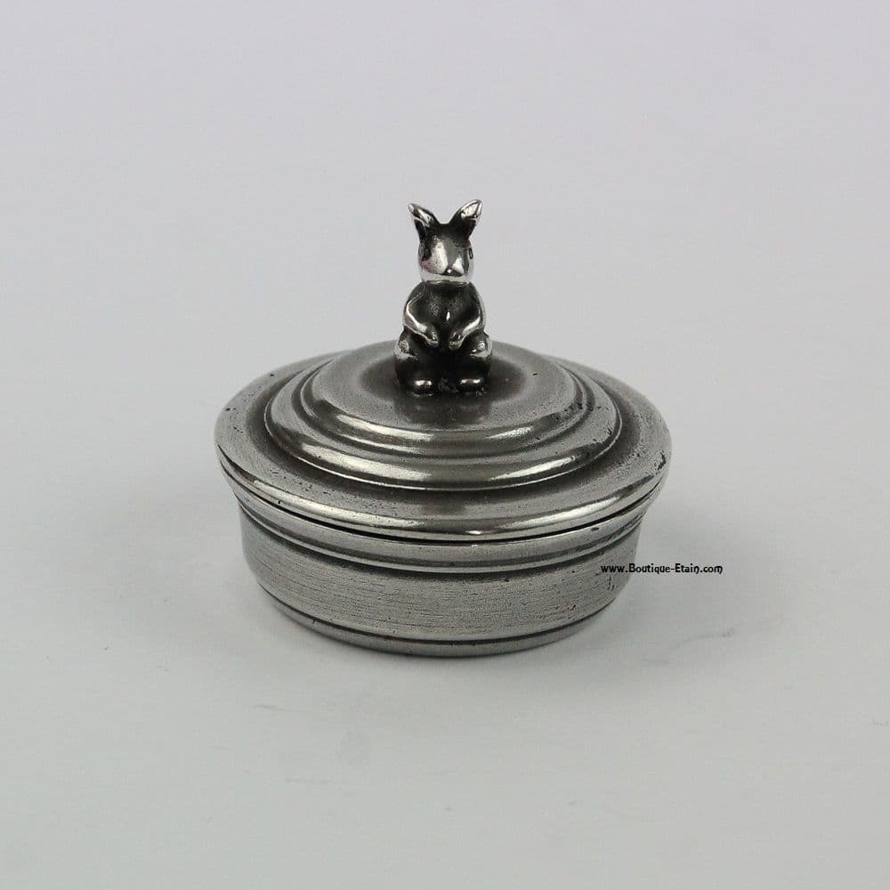 Boîte à dent de lait avec petit lapin en étain