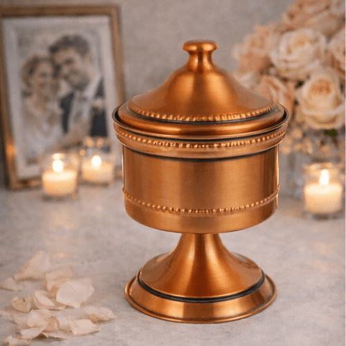 Boîte en cuivre sur pied