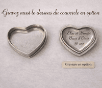Boîte en étain forme coeur avec gravure