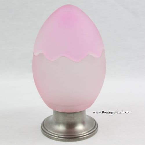 Boîte oeuf en verre et étain