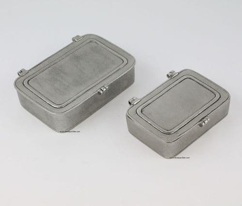 Boîte rectangle à charnière en étain