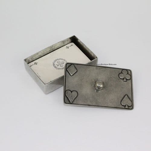 Boîte rectangle en étain thème jeu de carte