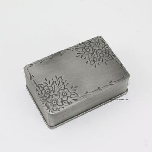 Boîte rectangle fleurie à graver en étain