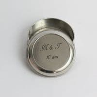 Boîte ronde en étain à graver | 10 ans de mariage