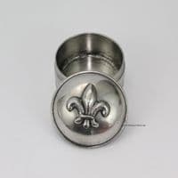 Boîte ronde en étain motif fleur de lys