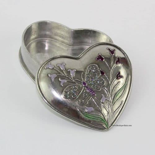 Boite coeur en étain peinte à la main