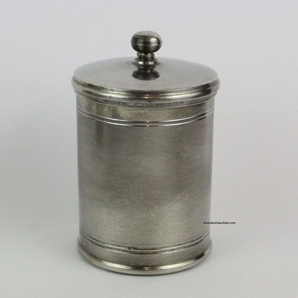 Boite en étain avec couvercle, pot à épices