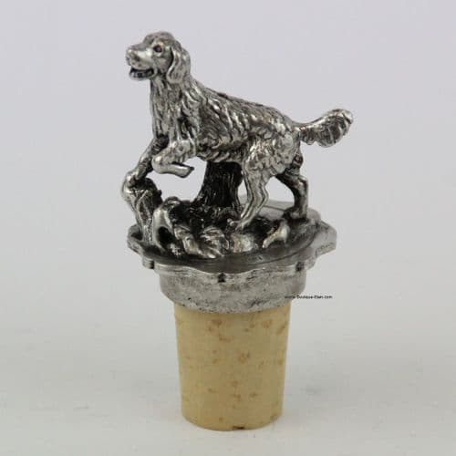 Bouchon chien de chasse en étain